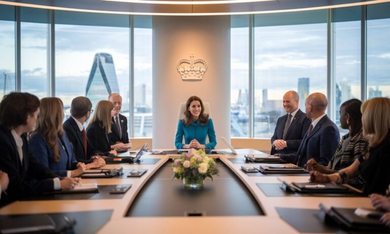 Kate Middleton at a royal engagement, smiling and engaging with attendees, symbolizing her leadership and commitment to social causes. Kate Middleton is Reportedly Holding a Crucial Meeting.